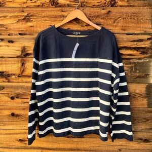J.CREW | NWT Long Sleeve Navy & White Striped Shirt L